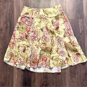 Ralph Lauren Women’s Size 6 Beige Linen A Line Skirt Paisley Floral